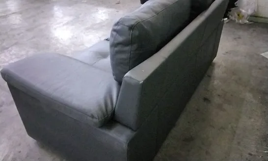 DESIGNER GREY LEATHER MODERN DESIGN 2 SEATER SOFA