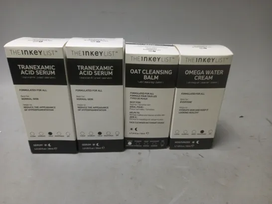 LOT OF 4 THE INKEY LIST SKIN CARE PRODUCTS TO INCLUDE SERUM 30ML, CREAM 50ML AND CLEANSING BALM 50ML