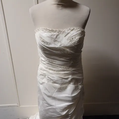 BERKETEX IVORY RUFFLED SEQUINED WEDDING DRESS SIZE 14