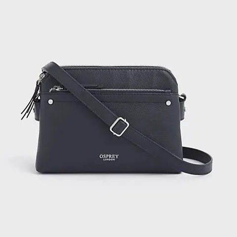 OSPREY LONDON CROFT MULTI STRAP LEATHER CROSSBODY BAG- NAVY