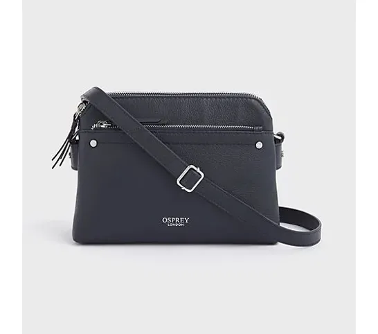 OSPREY LONDON CROFT MULTI STRAP LEATHER CROSSBODY BAG- NAVY