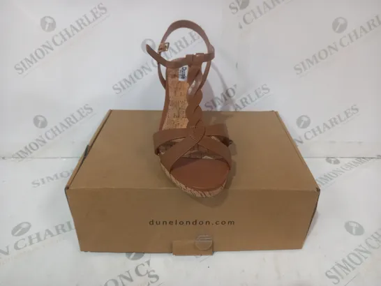 BOXED DUNE LONDON OPEN TOE WEDGE SANDALS IN BROWN SIZE 7