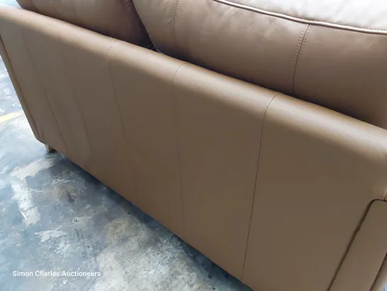 QUALITY BRITISH DESIGNER G PLAN RILEY LARGE SOFA CAMBRIDGE TAN LEATHER 