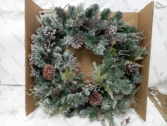 FROSTED CONE WREATH PRE LIT RRP £39.99