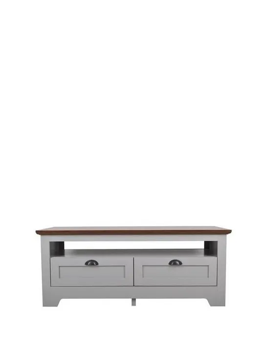 BOXED GRADE 1 DEVON STORAGE COFFEE TABLE GREY/WALNUT (1 BOX)