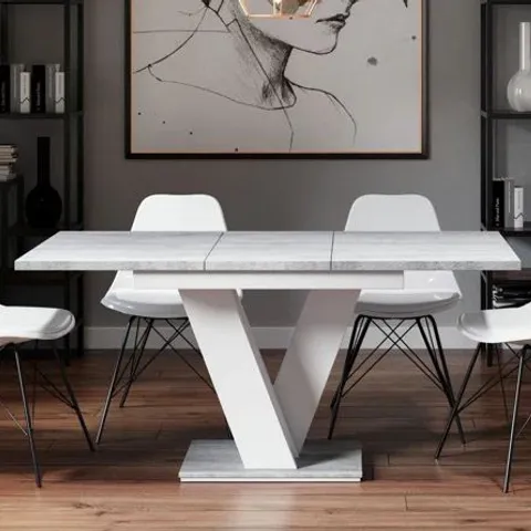 BOXED MASSIV DINING TABLE WHITE/GREY