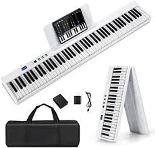 BOXED COSTWAY PORTABLE ELECTRONIC KEYBOARD WITH FULL-SIZE WEIGHTED KEYS - WHITE