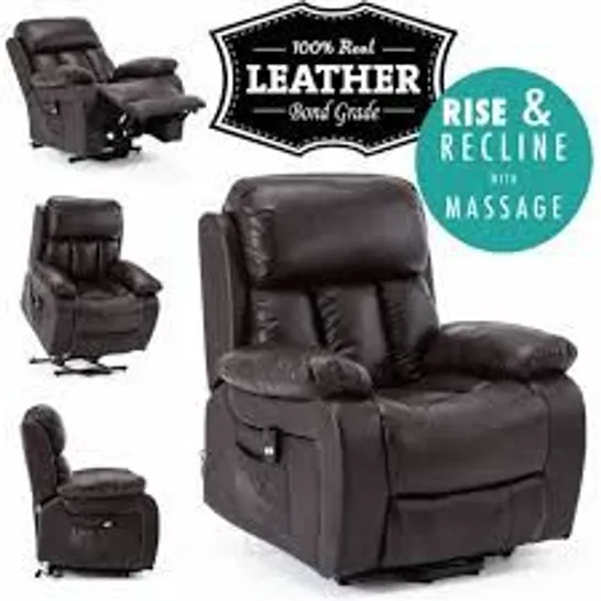 BOXED CHESTER BROWN FAUX LEATHER POWER RECLINING EASY CHAIR (1 BOX) RRP £499.99