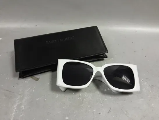 SAINT LAURENT YSL LOGO WHITE FRAMED SUNGLASSES 