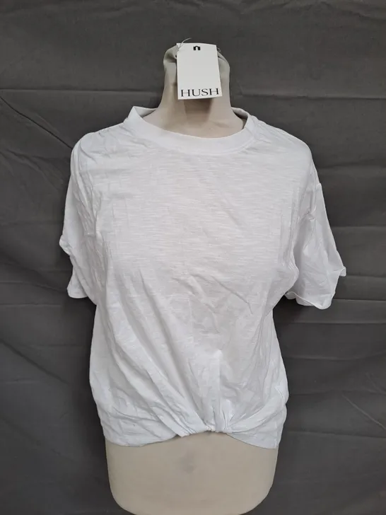 HUSH TAMSEN TUCK DETAILS SLUB T-SHIRT IN WHITE - SMALL