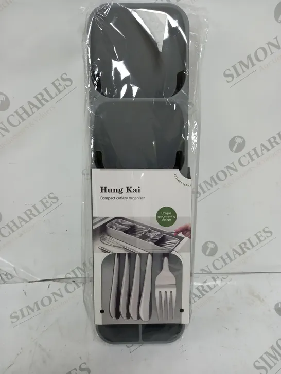 SEALED HUNG KAI PLASTIC COMPACT CUTLERY ORGANISER IN GREY