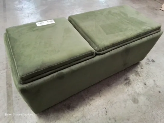 QUALITY BRITISH DESIGNER LOUNGE Co. STORAGE FOOTSTOOL PLUSH GREEN FABRIC 