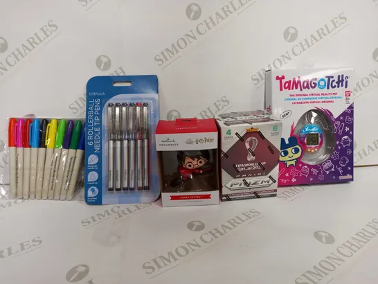 BOX OF APPROX 20 ASSORTED ITEMS TO INCLUDE - TAMAGOTCHI WATCH PET  - HALLMARK HARRY POTTER - WHSMITH ROLLER BALL PENS ECT