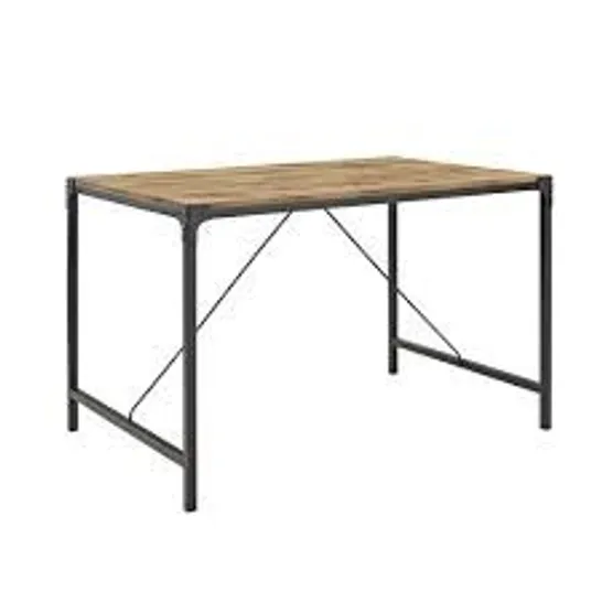 BOXED 48" ANGLE IRON AND WOOD TRESTLE STYLE DINING TABLE - BARN WOOD