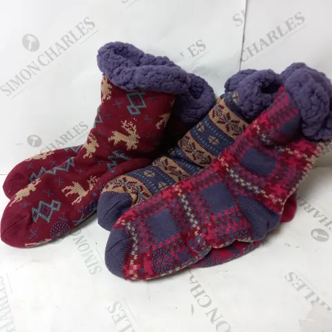 SET OF THREE MUK LUKS JOJOBA INFUSED SHERPA LINED CABIN SOCKS