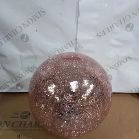 DESIGNER CRACKLE BLUSH PINK GLASS ORNAMENT 