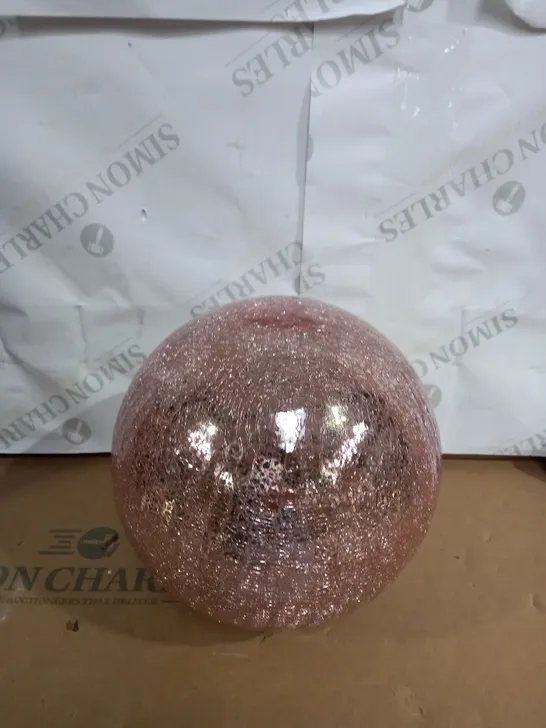 DESIGNER CRACKLE BLUSH PINK GLASS ORNAMENT 