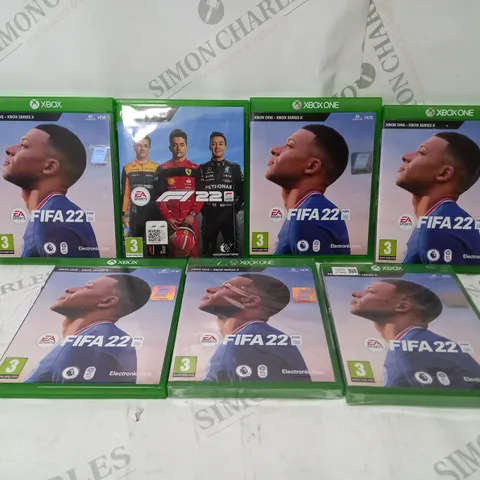 BOX OF 7 XBOX ONE & XBOX SERIES X GAME TO INCLUDE - FIFA 22 - F1 22