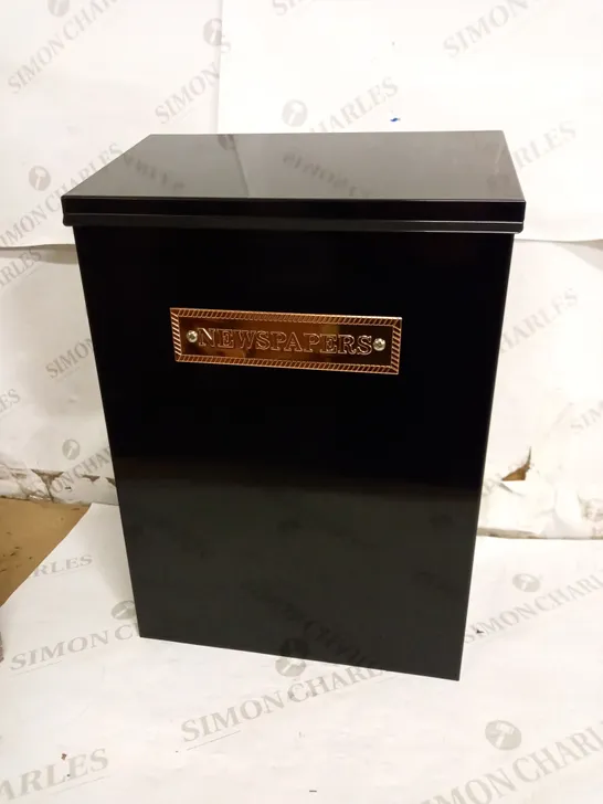 STERLING THAMES STEEL NEWSPAPER BOX - BLACK/ROSEGOLD