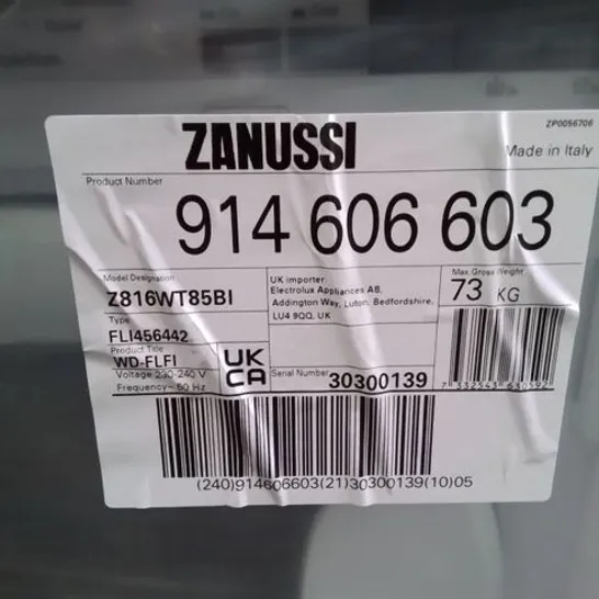 ZANUSSI INTEGRATED 8KG / 4KG WASHER DRYER WITH 1600 RPM - WHITE - E RATED Model Z816WT85BI RRP £775