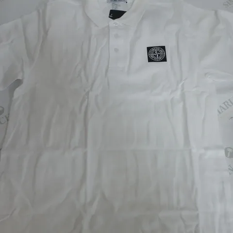 STONE ISLAND POLO SHIRT IN WHITE - LARGE