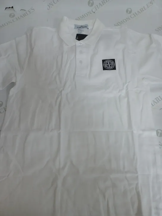 STONE ISLAND POLO SHIRT IN WHITE - LARGE