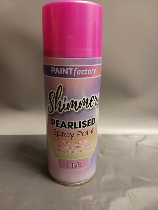 LOT OF 12 PAINT FACTORY SHIMMER PEARLIZED SPRAY PAINT PINK 400ML PER CAN