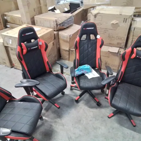 SELECTION OF 4 FAULTY/BROKEN GT FORCE BLACK/RED GAMING CHAIRS