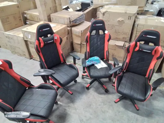 SELECTION OF 4 FAULTY/BROKEN GT FORCE BLACK/RED GAMING CHAIRS