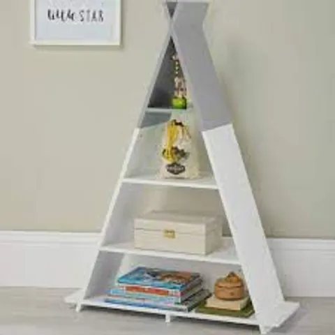 BOXED KIDS TIPI 4 TIER FLOOR SHELVING IN WHITE AND GREY 