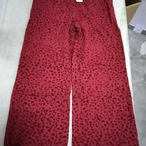 BOX OF APPROXIMATELY 24 DANNII MINOGUE RED HEART FLOCKED WIDE LEG TROUSERS PETITE - SIZE 12