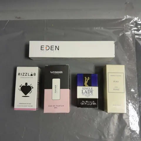 BOX OF APPROXIMATELY 5 ASSORTED BOXED FRAGRANCES TO INCLUDE - FEDERICO MAHORA PURE - VENOM FOR HER - SINGLE LADY EAU DE PARFUM - ETC