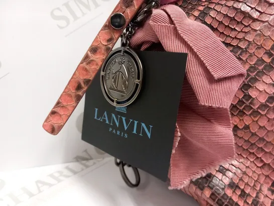 LANVIN PARIS AMALIA SMALL CLUTCH PINK PYTHON SNAKESKIN LEATHER BAG