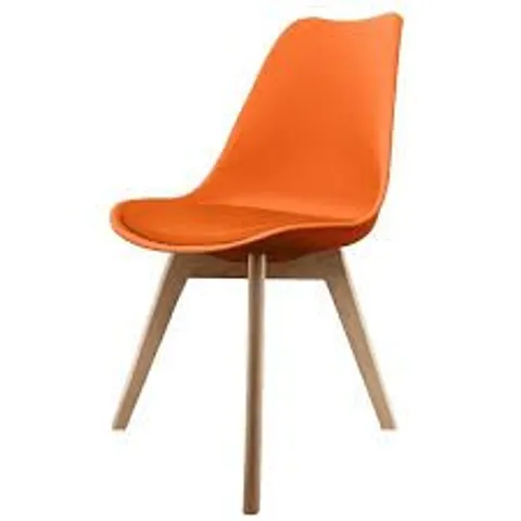 BOXED UNBRANDED PLASTIC PADDED DINING CHAIR IN ORANGE