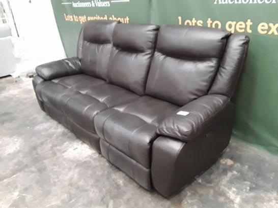 QUALITY PALERMO DARK BROWN FAUX LEATHER POWER RECLINING THREE SEATER SOFA
