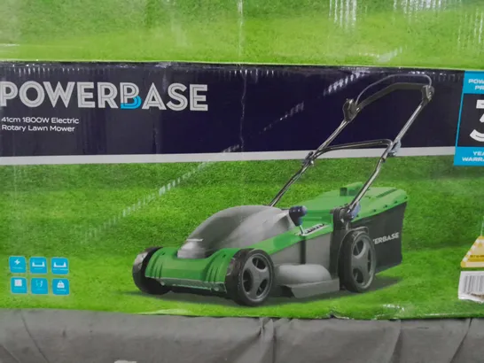 BOXED POWERBASE 41CM 1800W ELECTRIC ROTARY LAWN MOWER - COLLECTION ONLY