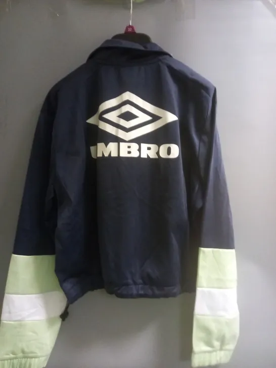 UMBRO TRACK SUIT TOP GREEN/NAVY SIZE 14