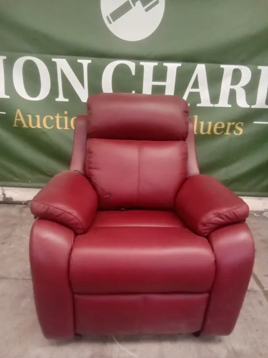 DESIGNER G PLAN MADE KINGSBURY LARGE DUAL ELEVATE CHAIR - CAPRI CLARET LEATHER 