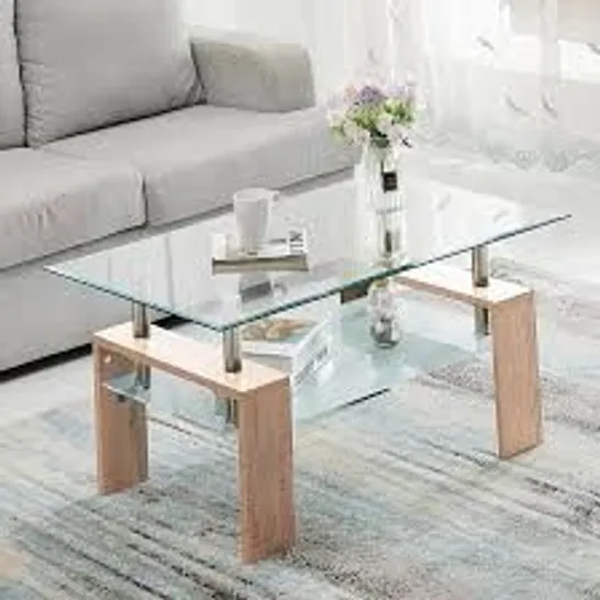 BOXED TUKAILAI RECTANGLE CLEAR GLASS COFFEE TABLE - (1 BOX)