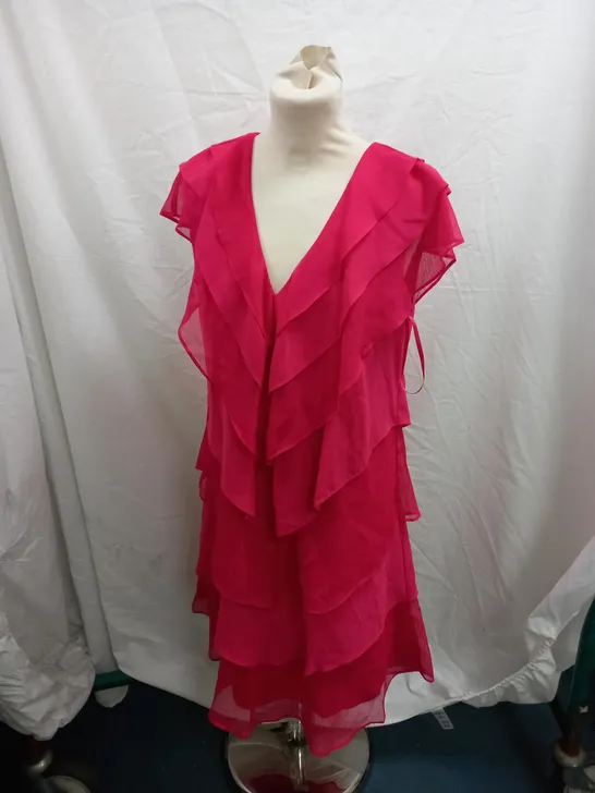 PHASE EIGHT SAGE PLEAT DRESS RASPBERRY - SIZE UK 14