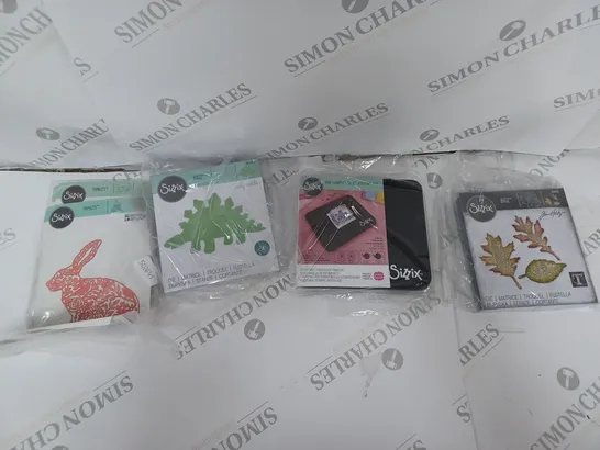 APPROXIMATELY 10 SIZZIX CRAFTING ITEMS TO INCLUDE THINLITS DIE, SEQUIN AND BEADS, AND MINI STAMPERS SECRET WEAPON ETC. 