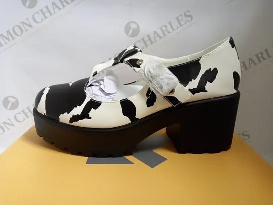 KOI VEGAN SAI COW PRINT MARY JANES `NETTIE EDITION` - SIZE 5