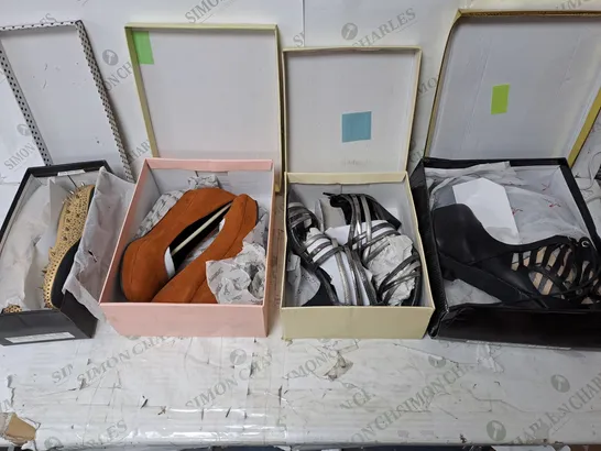 APPROXIMATELY 12 PAIRS OF BOXED SHOES TO INCLUDE BOOTS, TRAINERS, AND SANDALS ETC. 