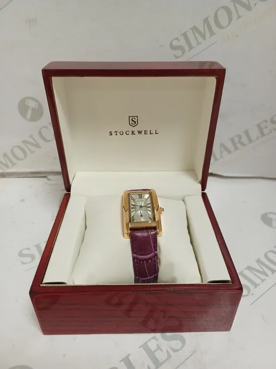 LADIES STOCKWELL WATCH – TEXTURED DIAL WITH SUB DIAL MINUTE HAND – PURPLE LEATHER STRAP 