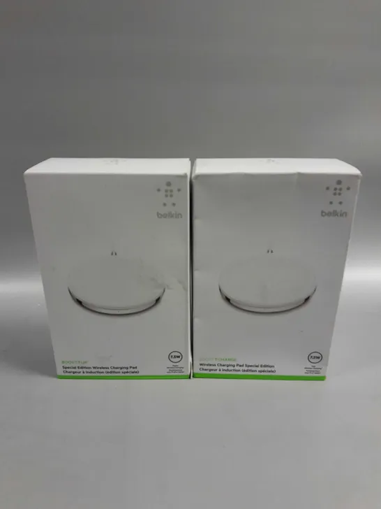 2 X BOXED BELKIN BOOST-UP SPECIAL EDITION 7.5W WIRELESS CHARGING PADS IN WHITE	