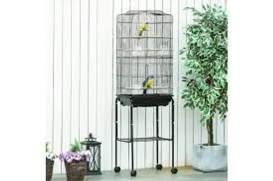 BOXED PAWHUT BIRD CAGE BUDGIE CAGES FOR FINCH CANARY PARAKEET WITH STAND WHEELS SLIDE-OUT TRAY ACCESSORIES STORAGE SHELF, BLACK 46.5 X 36 X 157 CM