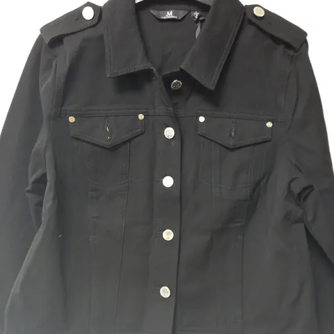 JULIEN MACDONALD MILITARY DENIM JACKET BLACK SIZE 16