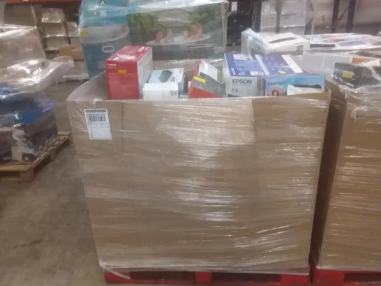 PALLET OF LARGE AMOUNT OF ASSORTED PRODUCTS TO INCLUDE PRINTERS, GAMING HEADSETS, AND AERIALS ETC.