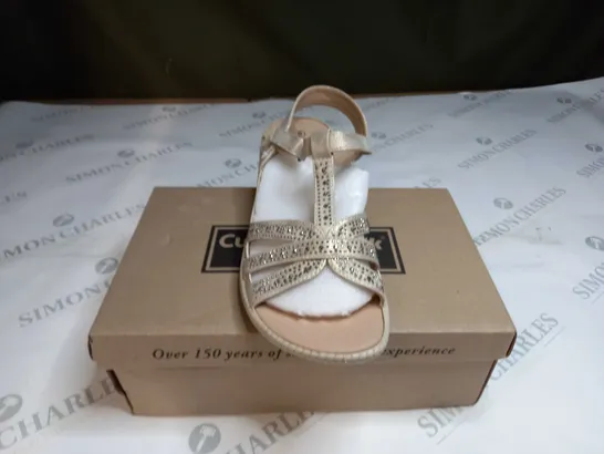 BOXED PAIR OF CUSHION WALK EMBELLISHED STRAPPY SANDALS IN CHAMPAGNE - 8