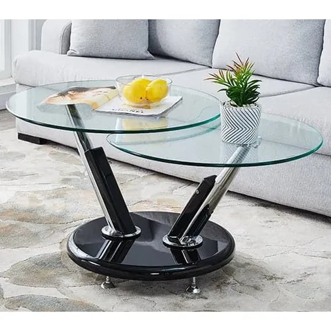 BOXED TOKYO CLEAR GLASS TOPPED COFFEE TABLE IN BLACK (2 BOXES)